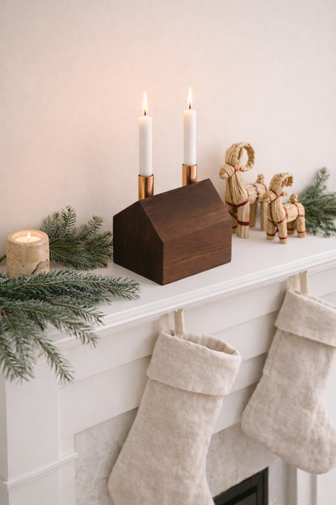 federal style with straw animals in mantle